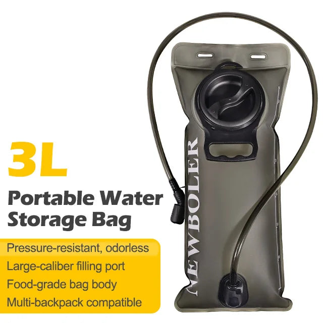 Gray 3L hydration bladder with drinking tube