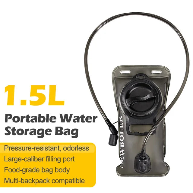 Gray 1.5L hydration bladder with drinking tube