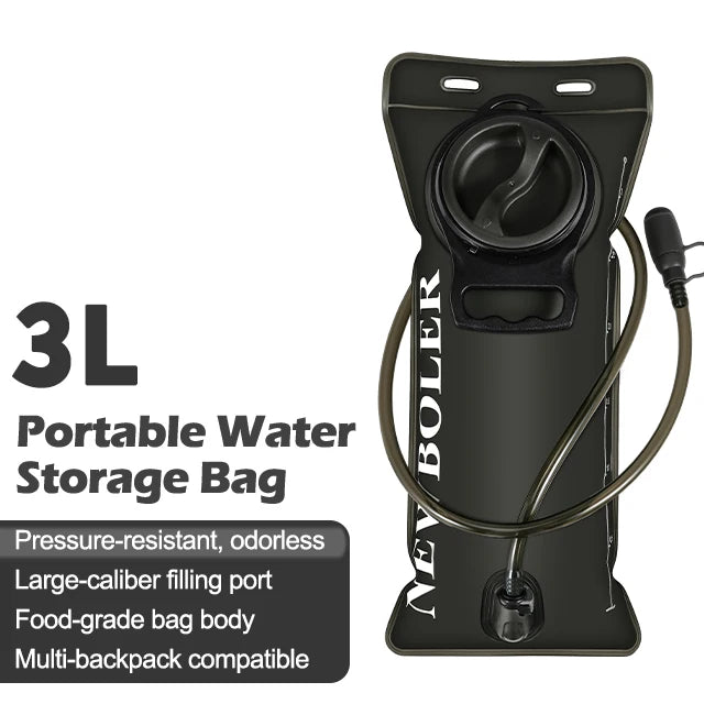 Black 3L hydration bladder with drinking tube
