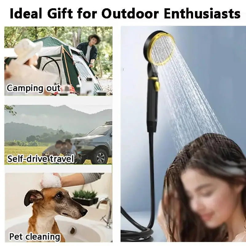 Portable shower used while camping, on a road trip and to wash a dog