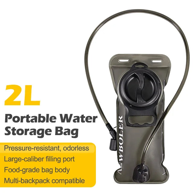Gray 2L hydration bladder with drinking tube