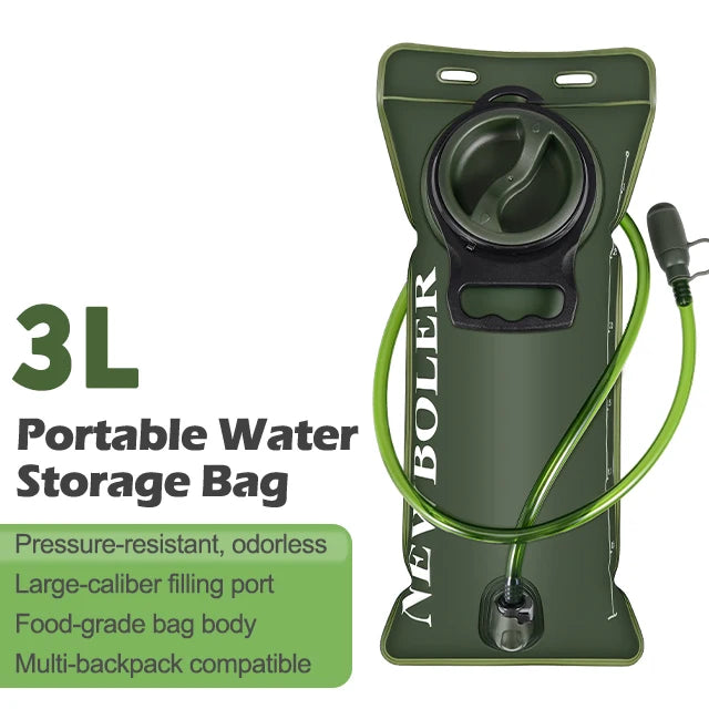 Green 3L hydration bladder with drinking tube