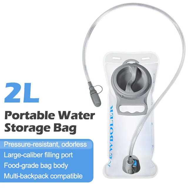 Clear 2L hydration bladder with drinking tube